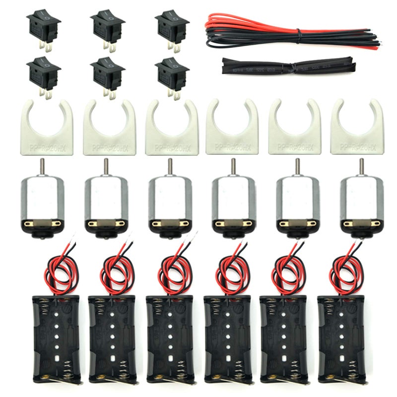 EUDAX 6 Set Small DC motor Mini Electric Hobby Motors 1.5V-3V 24000RPM with 2x1.5V AA Battery Holder Case,Motor Bracket,Rocker Switch and 12Pcs 25cm Electronic wire for DIY toys - Image 1